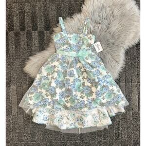 NEW Speechless Big Girls Size 8 Floral Social Dress - White Aqua‎